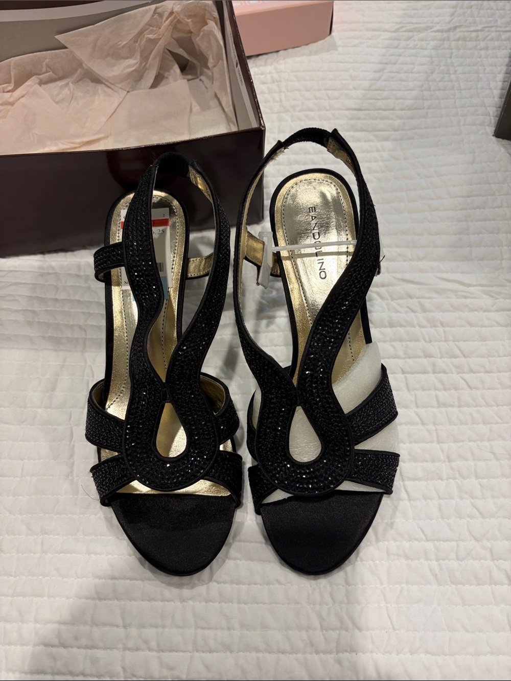 Bandolino Black Crystal-Embellished Slingback Heels